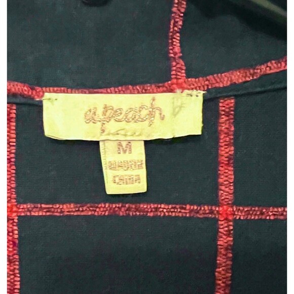 A.PEACH Navy Blue/Red Plaid Blazer Jacket Open Tie Belt Career Preppy Casual Med - Picture 5 of 7